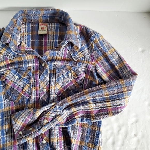 True Religion Other - TRUE RELIGION Men Western Pearl Snap Plaid Shirt M